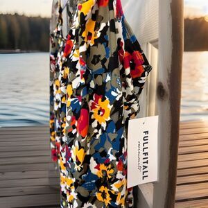 FULLFITALL Swimsuit Top Bathing Suit Size 12 Multi Floral Built In Shelf Bra NWT